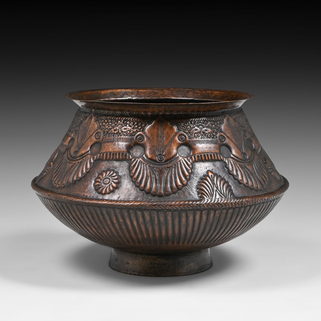 Vienna Secessionist Hammered Copper Jardiniere c1900: Vienna Secessionist Hammered Copper Jardiniere c1900. Unsigned. Excellent new patina. 20"d x 12.5"h FREE NATIONWIDE SHIPPINGFree Nationwide Shipping within the lower 48 states for all purchases at