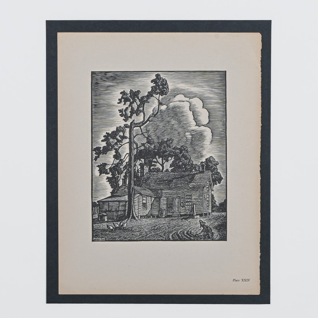 Julius John (J.J.) Lankes (1884–1960) Woodcut "Farmyard" 1930: Julius John (J.J.) Lankes (1884–1960) Woodcut "Farmyard" 1930. Signed in the block. Excellent condition. Unframed. Image 8.5"h x 6.75"w Julius John Lankes was a pioneer of the American woodcut