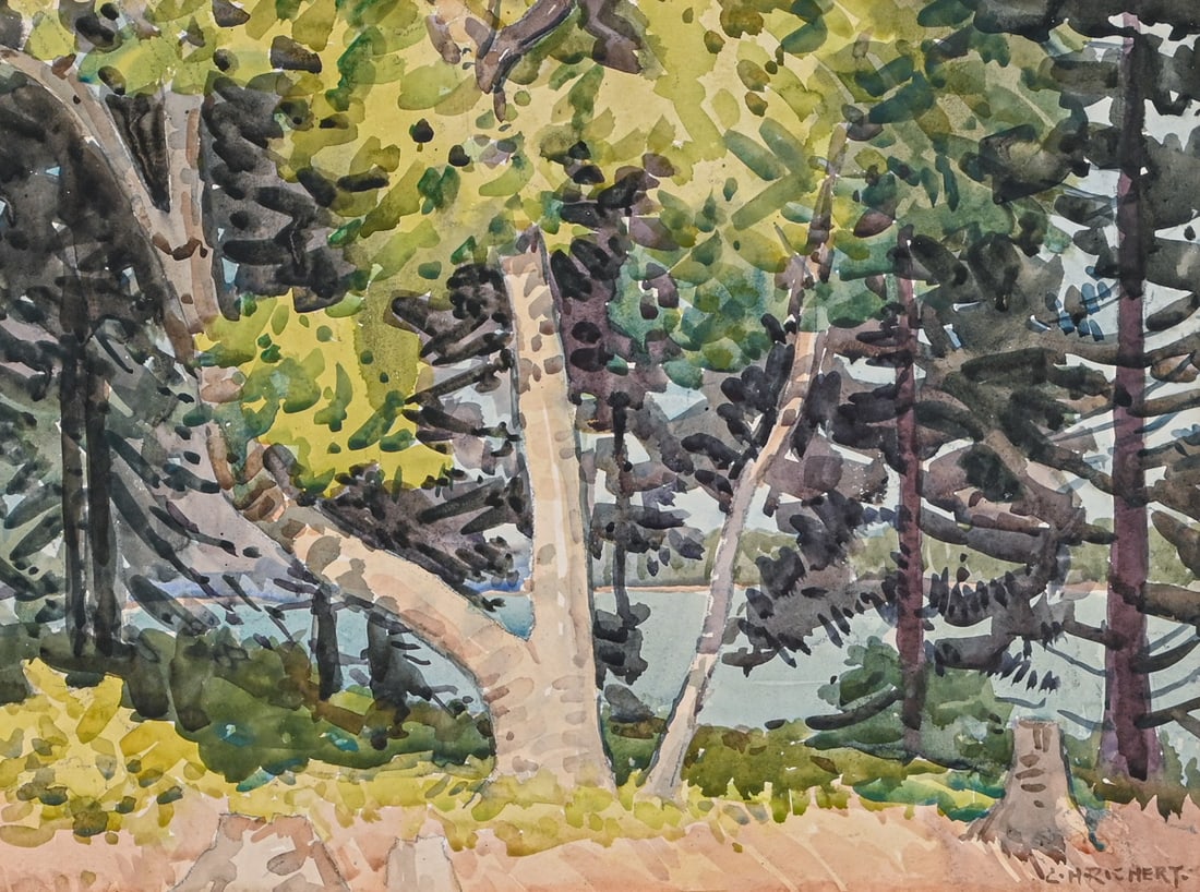 Charles Henry Richert (1880-1974) Coastal Maine or New Hampshire Watercolor c1920s (1 of 3)