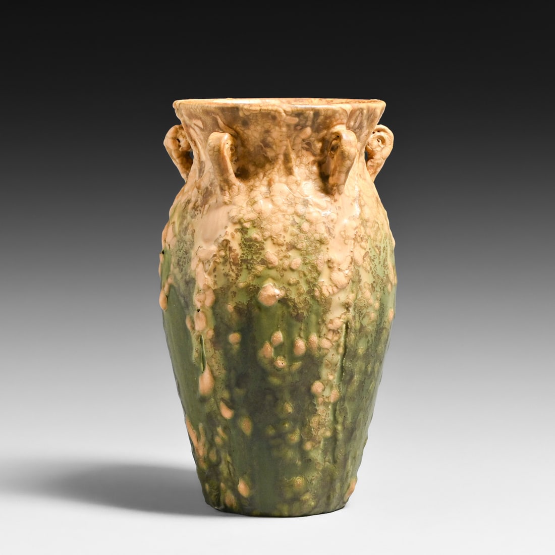 John Tiller/Scott Draves Door Pottery Six-Handled Mottled Vase c2001-2016 (1 of 4)