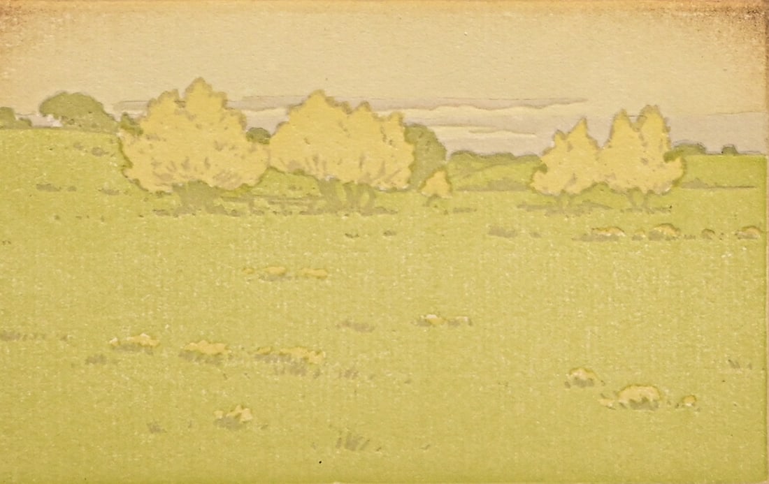 Arthur Wesley Dow (1857-1922) Color Metal Relief "Willows in Bloom" c1902 (1 of 6)