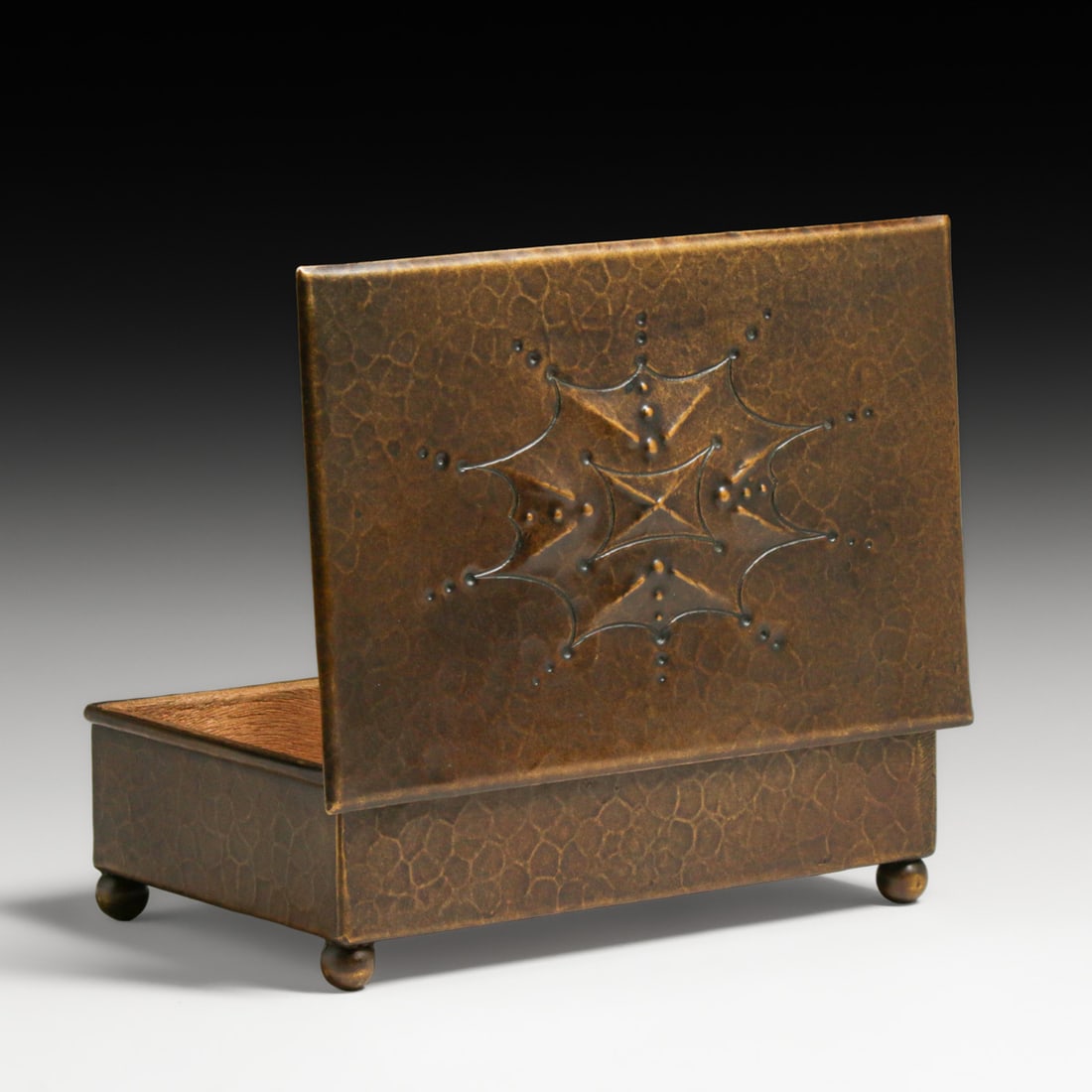 WMF - German Repousse Hammered Brass Box c1905 - 2