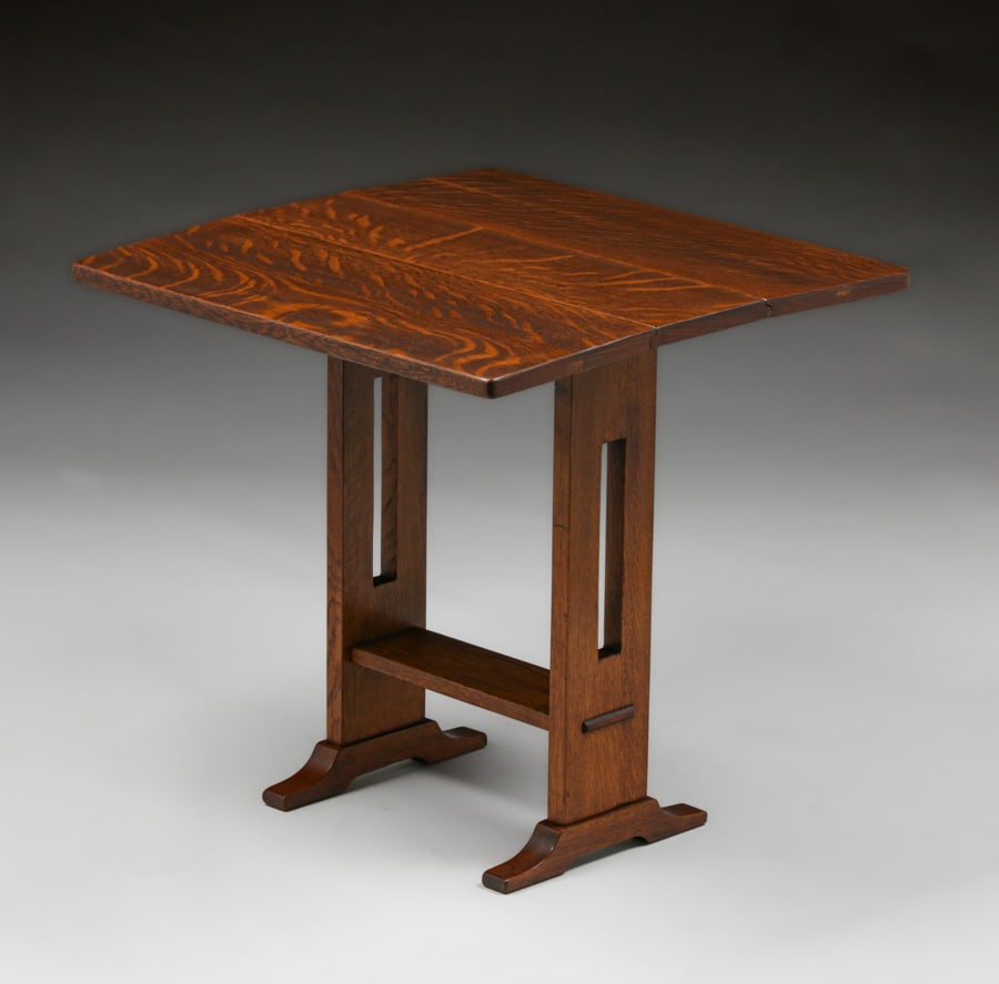 Rare L&JG Stickley Small Cutout Dropleaf Side Table c1908-1912 (1 of 7)