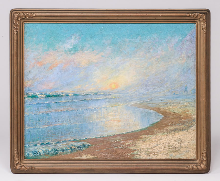 Frederick W. Southworth (1860-1946) Impressionist Sunset Painting Washington Coast 'Mists of the: Frederick W. Southworth (1860-1946) Impressionist Sunset Painting Washington Coast 'Mists of the Morning'' 1927. Signed. Excellent condition. 24"h x 30"w. Frame 28.75"h x 35"w FREE NATIONWIDE