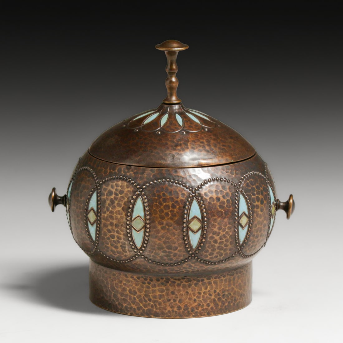 German Secessionist Hammered Copper & Enameled Tureen c1905 (1 of 7)