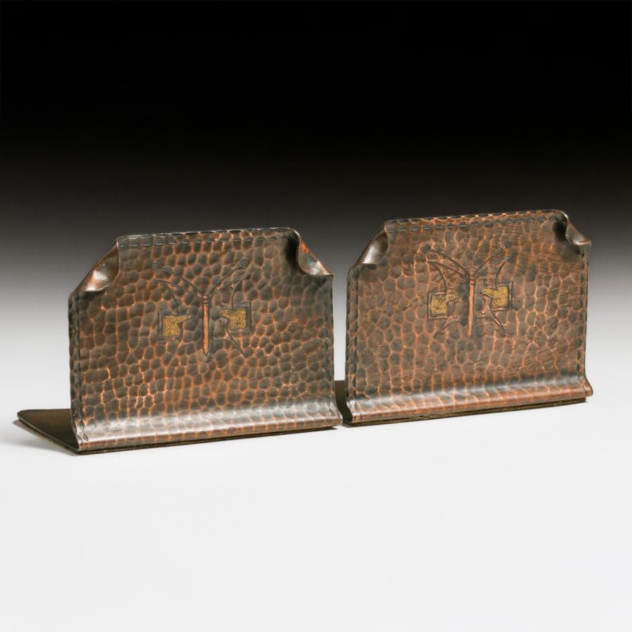 The Kopper Kraft Shop - Buffalo, NY Hammered Copper Butterfly Bookends c1920-1925 (1 of 5)