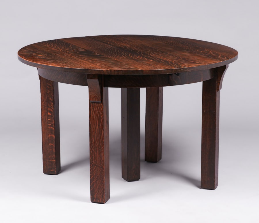Limbert 48"d Oak Five-Leg Dining Table c1910 (1 of 5)