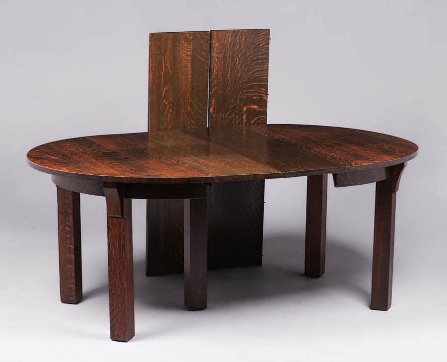 Limbert 48"d Oak Five-Leg Dining Table c1910 - 2
