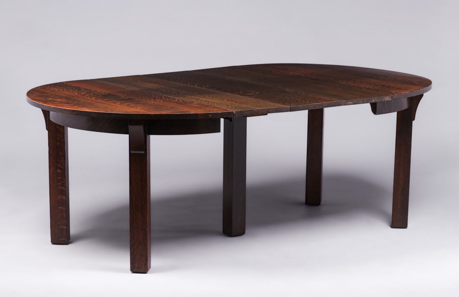 Limbert 48"d Oak Five-Leg Dining Table c1910 - 5
