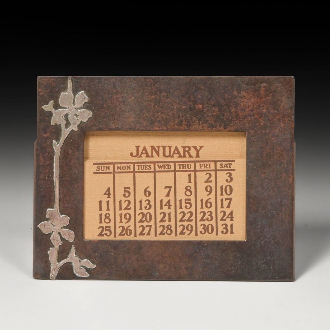 Heintz Sterling on Bronze Desk Calendar c1910: Heintz Sterling on Bronze Desk Calendar c1910. Signed with early impressed "Sterling". Excellent new patina. 3.25"h x 4.75"w x 1.75"d FREE NATIONWIDE SHIPPINGFree Nationwide Shipping within the