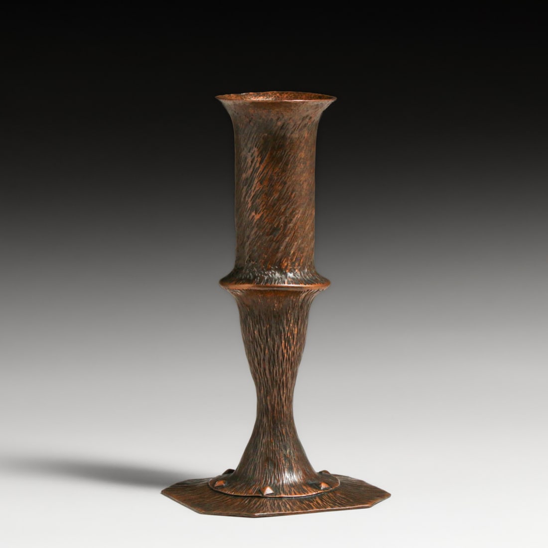 Arts & Crafts Period Radial Hammered Copper Riveted Candlestick c1910 (1 of 4)
