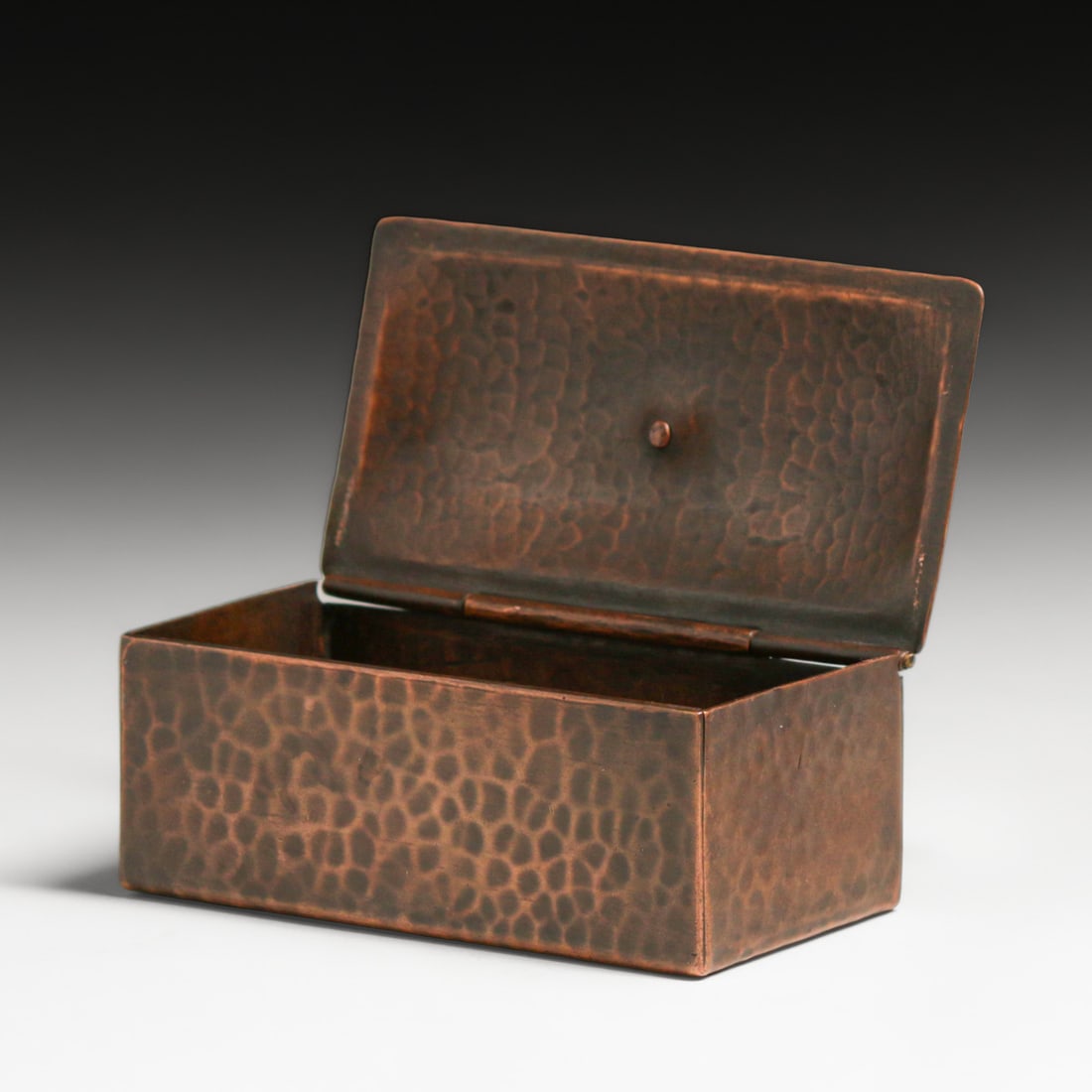 Gustav Stickley Hammered Copper Stamp Box c1910 - 2
