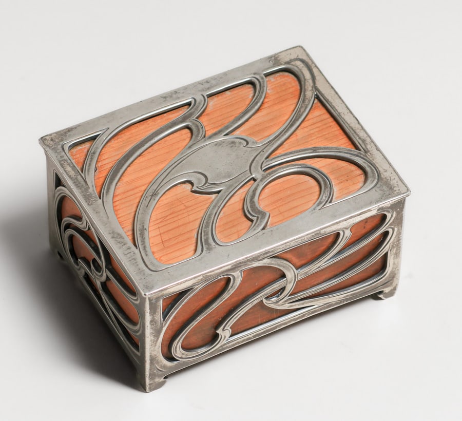 WMF - German Art Nouveau Silver-Plated & Cedar Box c1900: WMF - German Art Nouveau Silver-Plated & Cedar Box c1900. Signed. Excellent condition. 5"w x 4"d x 2 5/8"h. FREE NATIONWIDE SHIPPING Free Nationwide Shipping within the lower 48 states for all purchas