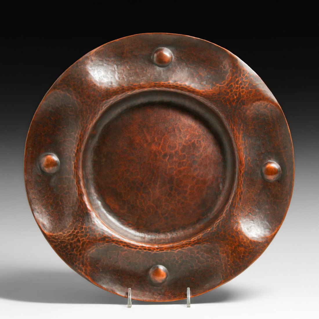Large Gustav Stickley Hammered Copper Round Tray c1910 (1 of 5)