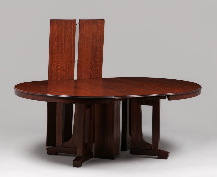 Limbert Prairie School 54"d Pedestal Dining Table c1910 - 4