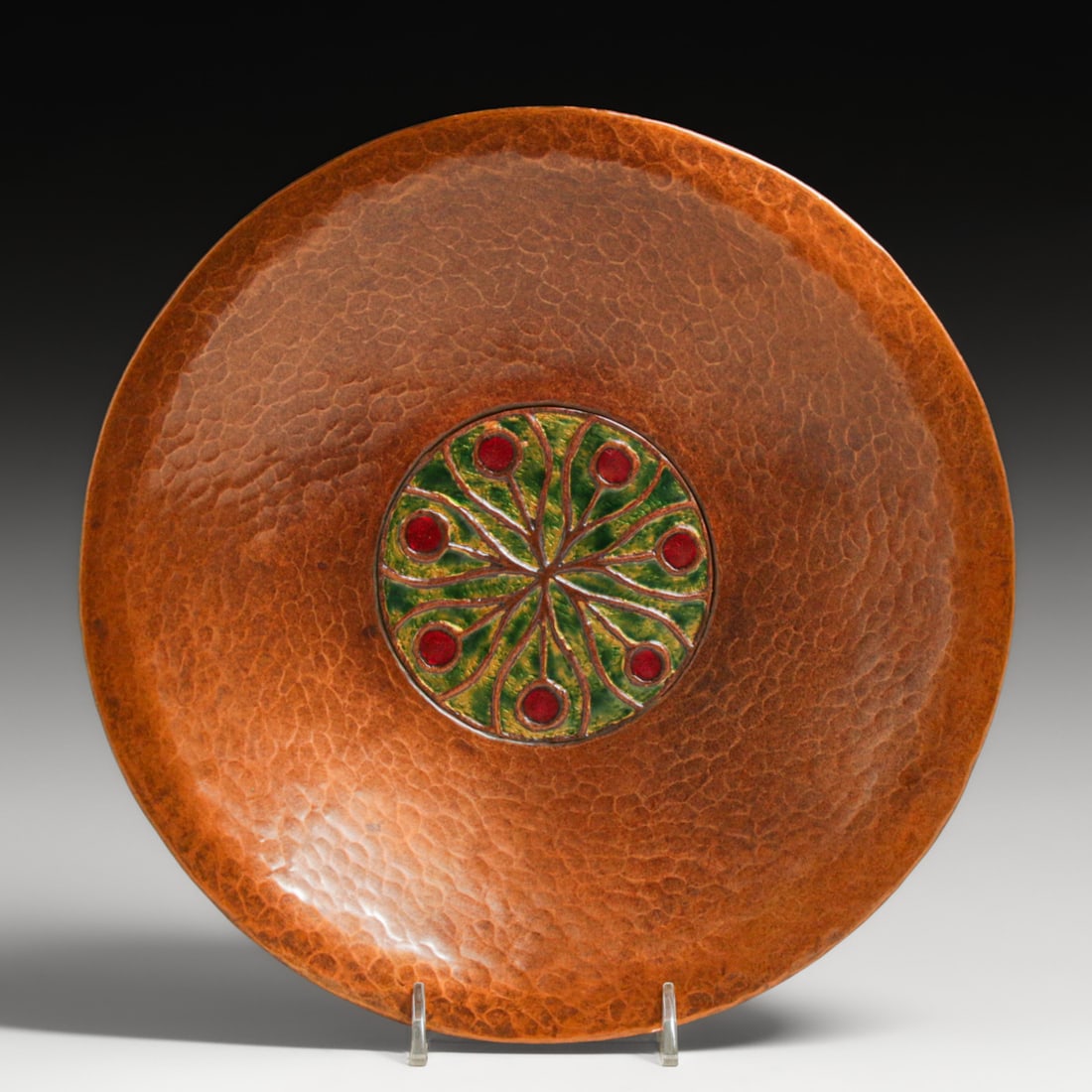 Boston Arts & Crafts Hammered Copper & Enamel Tray c1920s (1 of 4)