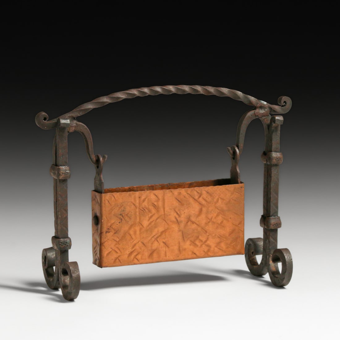 Arts & Crafts Period Hammered Copper & Hand Wrought Iron Card Holder c1920s (1 of 5)