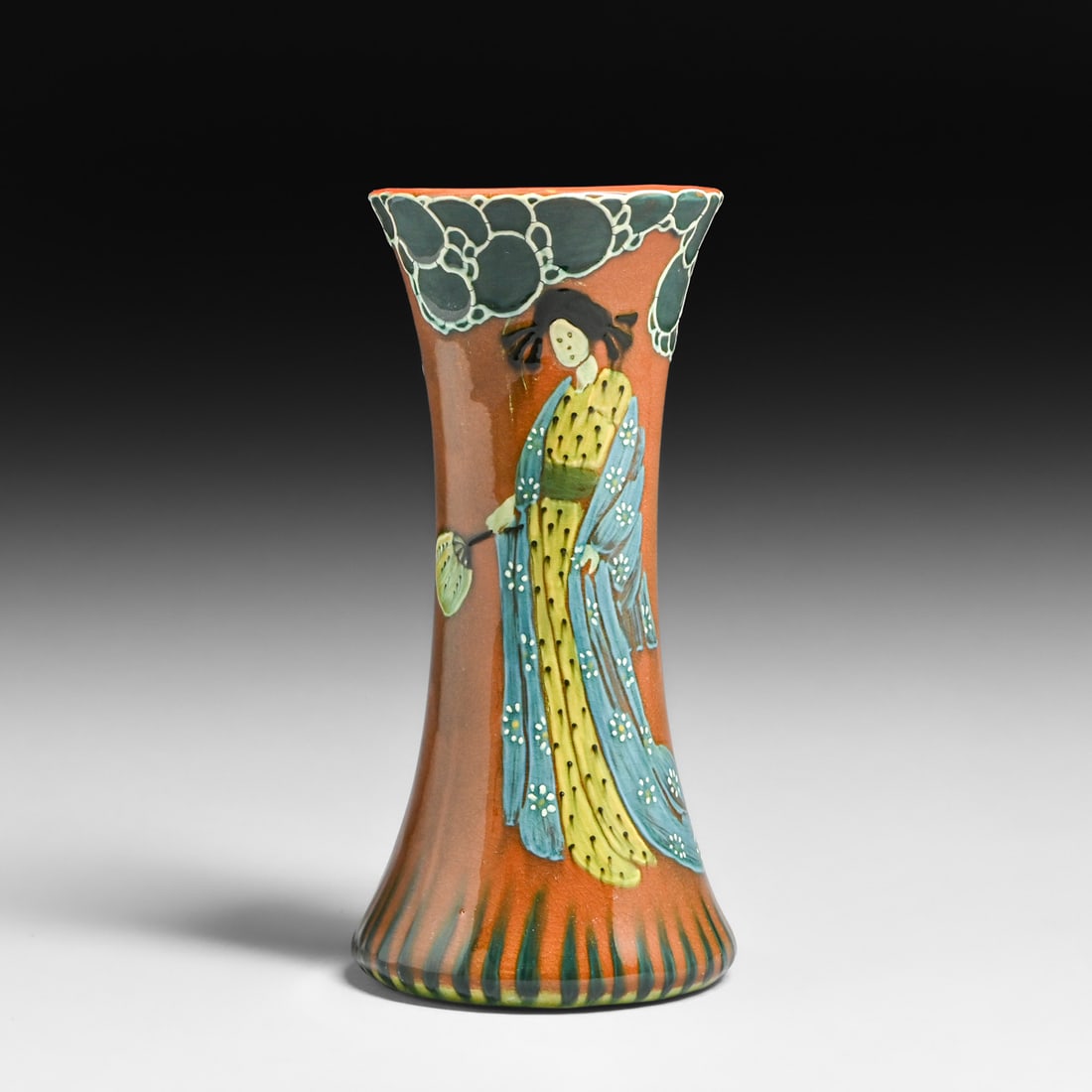 Weller Jap Birdimal Frederick Rhead Geisha Vase c1903: Weller Jap Birdimal Frederick Rhead Geisha Vase c1903. Unsigned. Perfect condition. 8.5"h x 4.25"d FREE NATIONWIDE SHIPPINGFree Nationwide Shipping within the lower 48 states for all purchases at