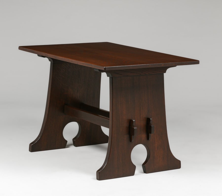 Rare Limbert Mouse-Hole 42" Trestle Table c1910 - 3