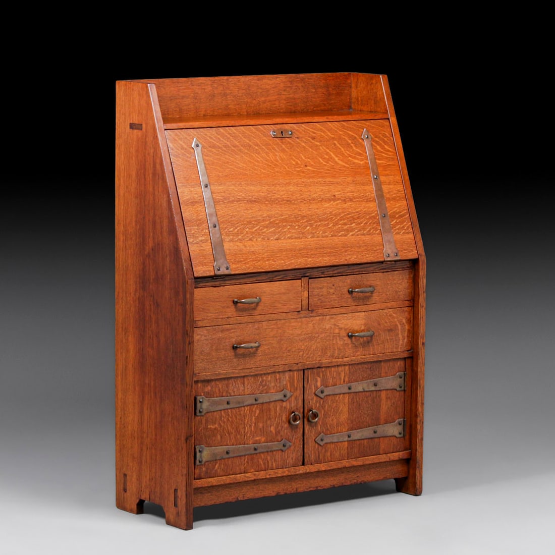 Early Gustav Stickley #550 Strap-Hinge Dropfront Desk c1902 (1 of 4)