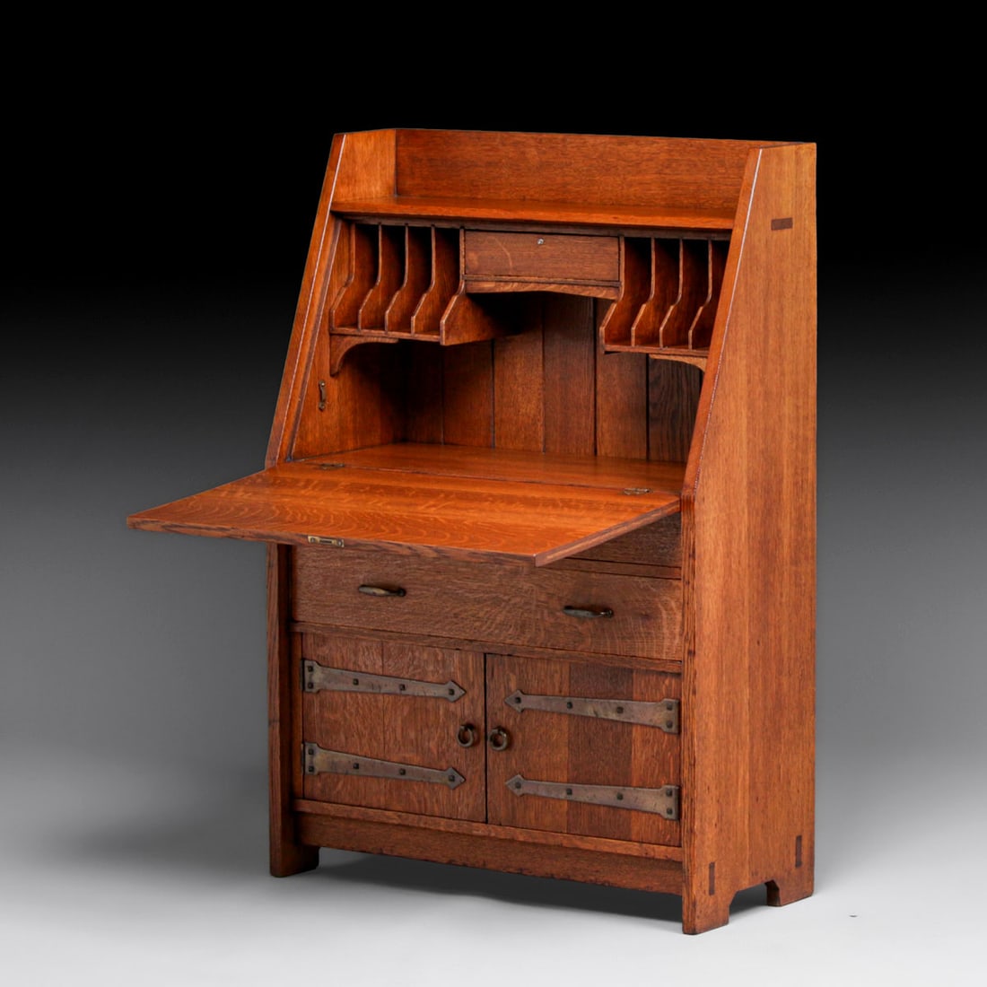 Early Gustav Stickley #550 Strap-Hinge Dropfront Desk c1902 - 2