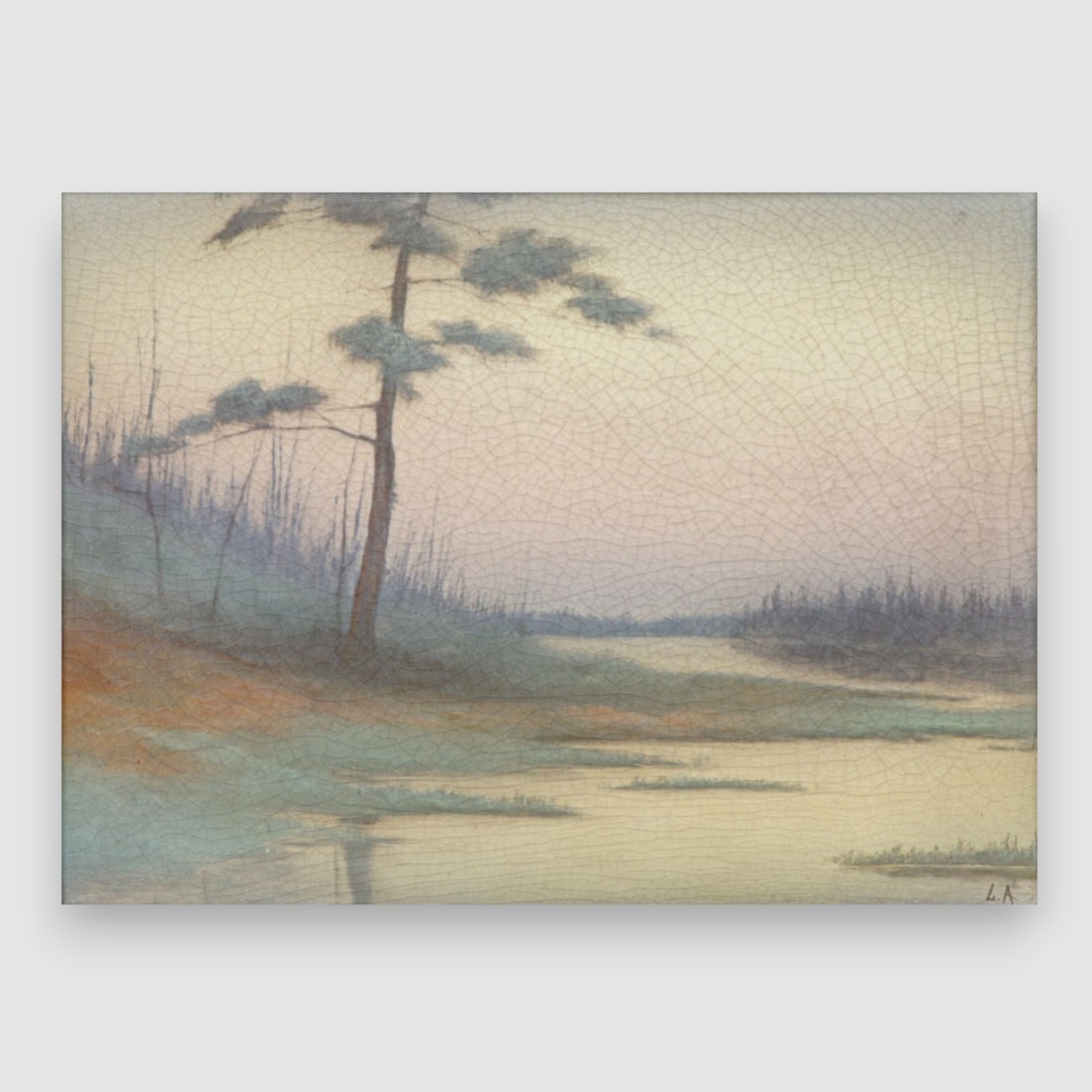 Rookwood Lenore Asbury Scenic Vellum Plaque "Marshes" 1916: Rookwood Lenore Asbury Scenic Vellum Plaque "Marshes" 1916. Signed. Perfect condition. Tim Holton custom oak frame. 9.25"h x 12.5"w. Frame 15"h x 18"w FREE NATIONWIDE SHIPPINGFree Nationwide