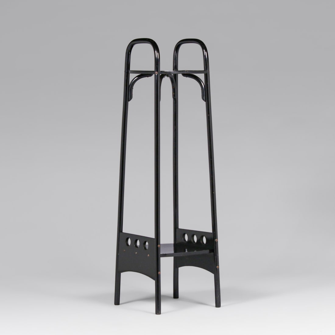 Josef Hoffmann - Thonet Black Lacquer Bentwood Plant Stand c1890s: Josef Hoffmann - Thonet Black Lacquer Bentwood Plant Stand c1890s. Signed "THONET". Excellent original black lacquer. 48"h x 14" x 14" at base. 12.5" x 12.5" at top FREE NATIONWIDE SHIPPINGFree