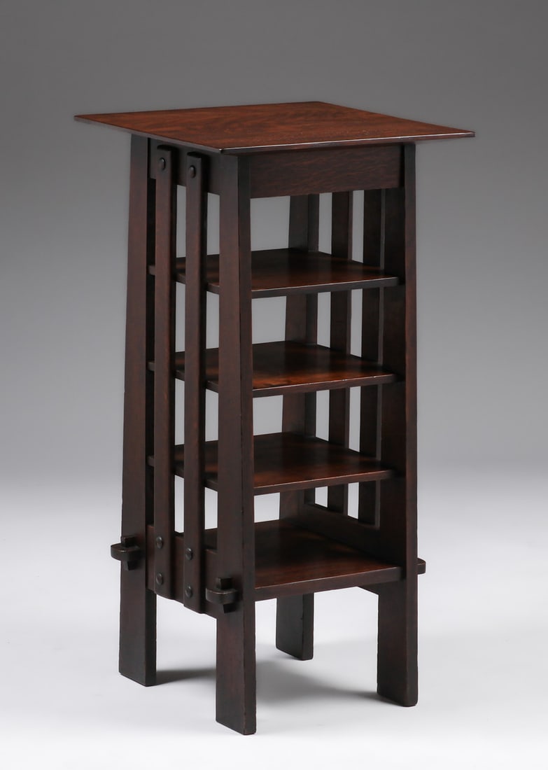 Michigan Chair Co Oak Slatted Magazine Stand c1905 (1 of 4)
