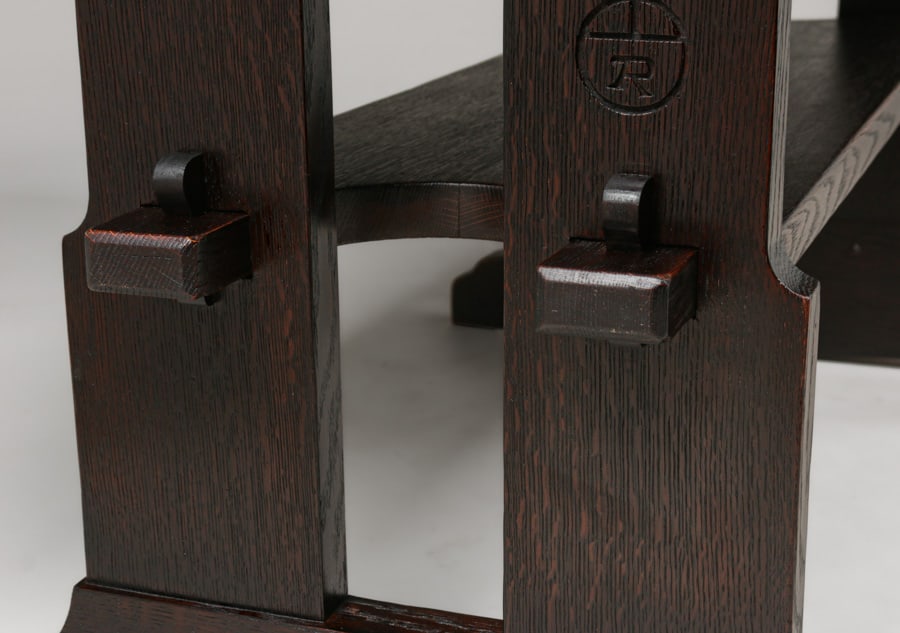 Extremely Rare Roycroft Oak Trestle Table c1904 - 3