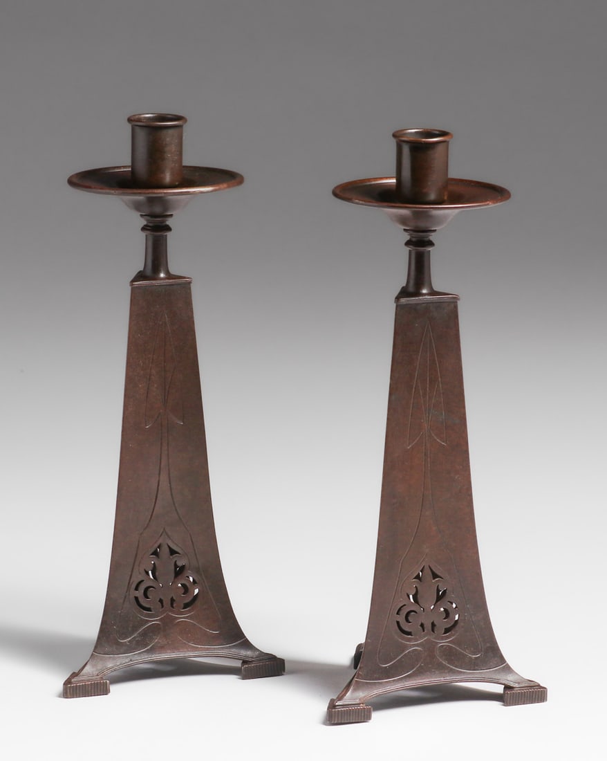 Pairpoint Art Nouveau Cutout Candlesticks c1910 - 2