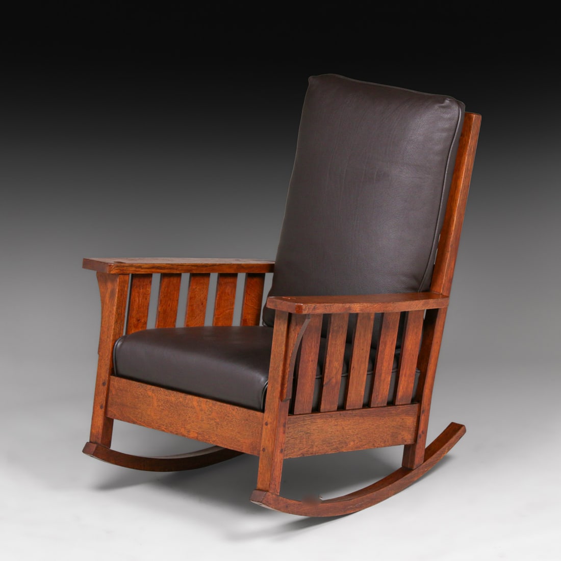 L&JG Stickley Slatted Oak Rocker c1910 (1 of 3)