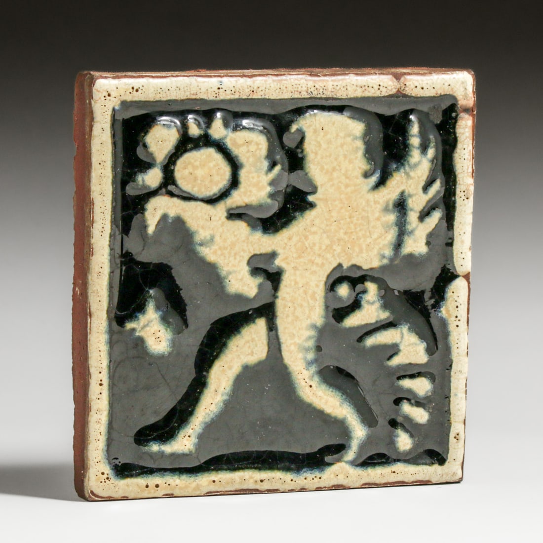 Grueby Two-Color Angel Tile c1910 - 2