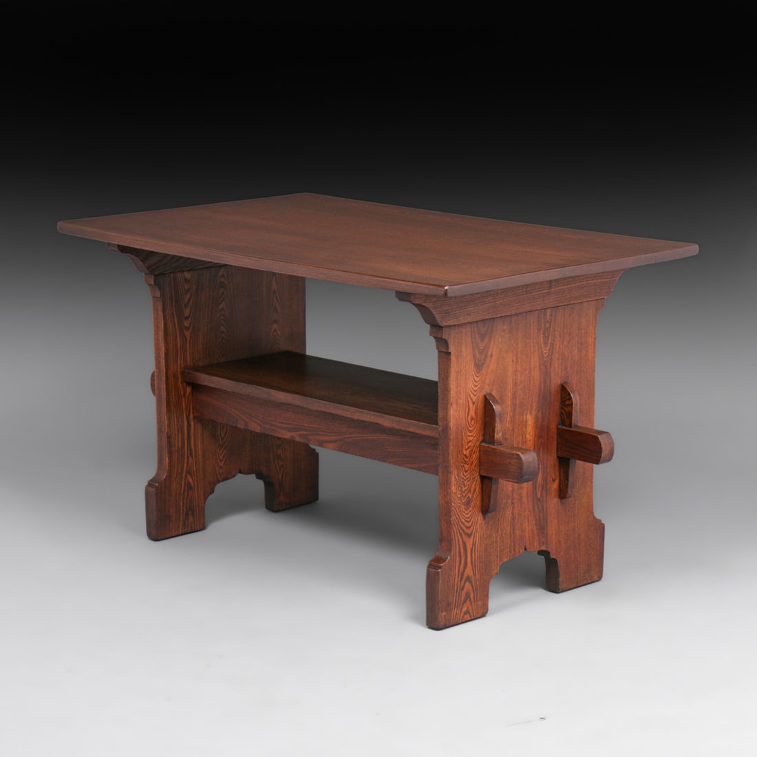 Early Gustav Stickley Chestnut Bungalow Trestle Table c1901: Early Gustav Stickley Chestnut Bungalow Trestle Table c1901. Unsigned. Very nicely refinished. 48"w x 29.5"w x 28.75"h FREE NATIONWIDE SHIPPINGFree Nationwide Shipping within the lower 48 states for