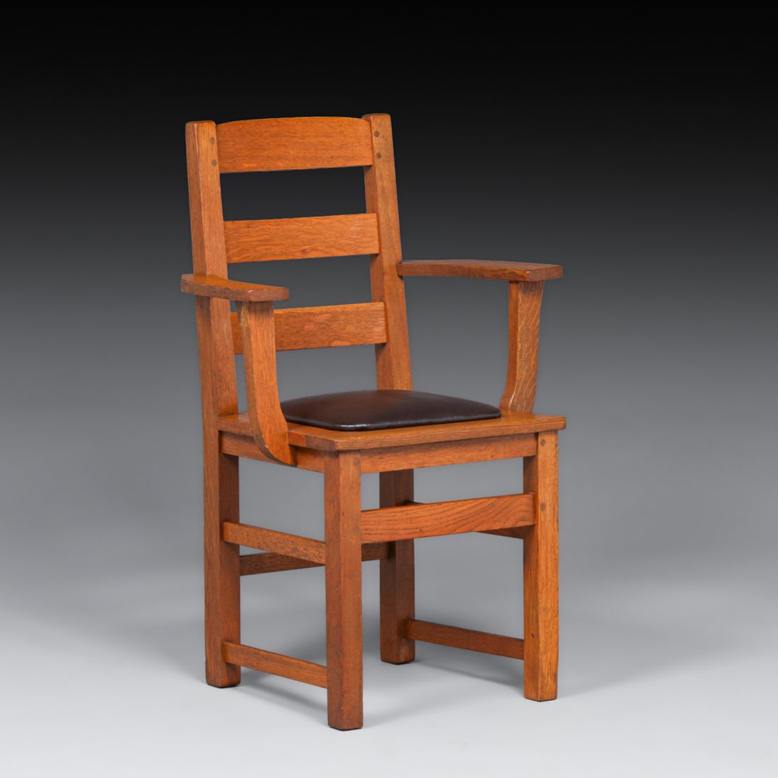 Limbert Oak Ladderback Armchair c1910 (1 of 5)