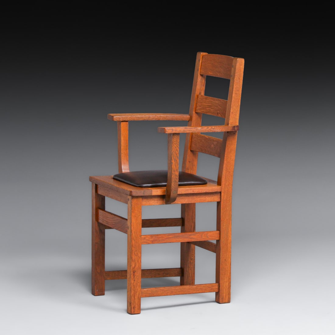Limbert Oak Ladderback Armchair c1910 - 4