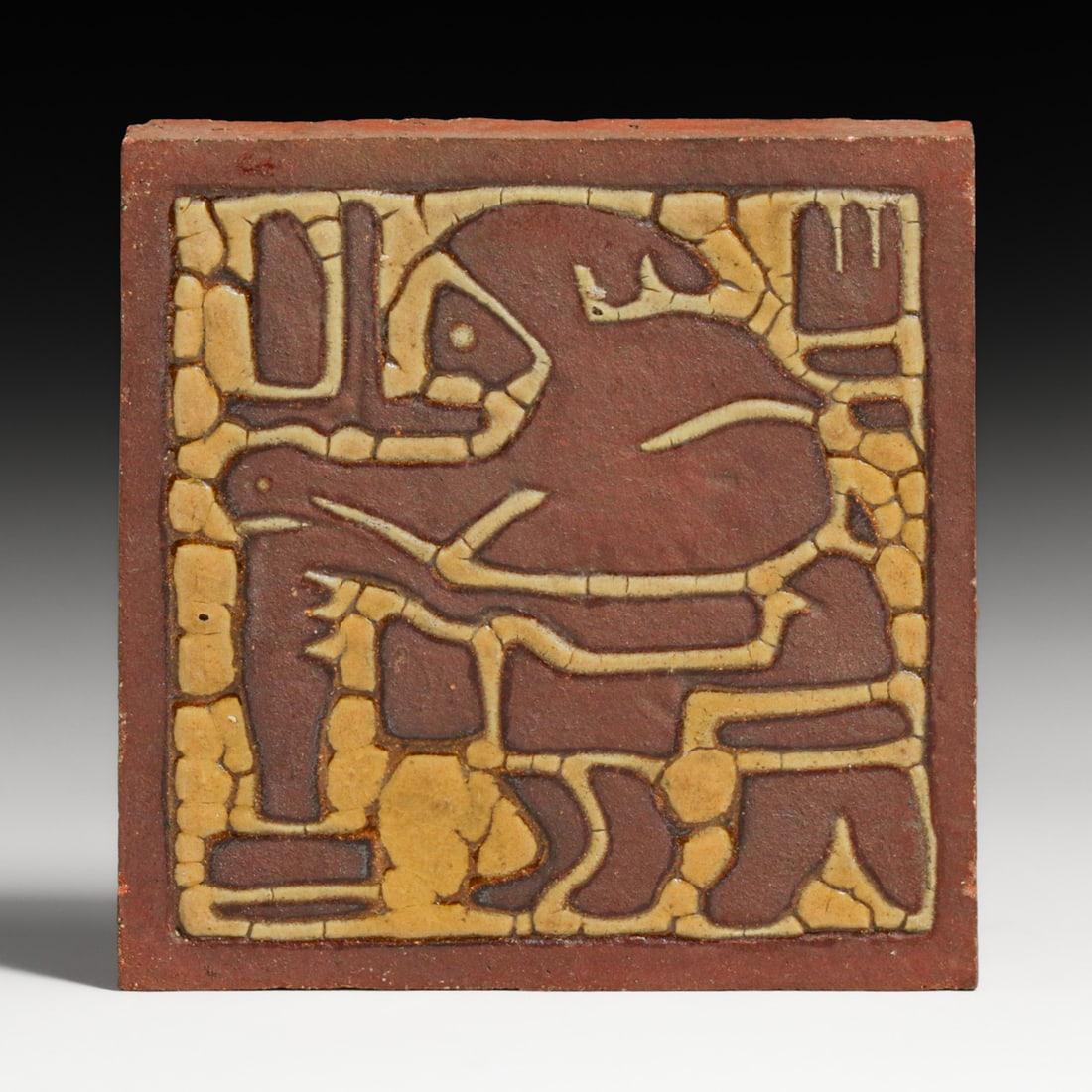 Grueby Faience Cobbler Tile c1905: Grueby Faience Cobbler Tile c1905. Unsigned. A few tiny edge flecks, otherwise perfect condition. 6" x 6" FREE NATIONWIDE SHIPPINGFree Nationwide Shipping within the lower 48 states for all