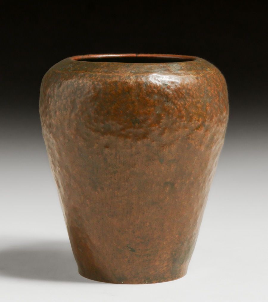 Rare B&M Shop Hammered Copper Warty Vase c1909-1910: Rare B&M Shop Hammered Copper Warty Vase c1909-1910. Unsigned. Excellent original patina. Little is known about the B&M Shop except that they were somehow connected with early Dirk van Erp. Exhibited
