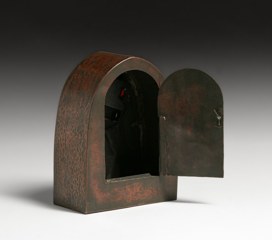 Austrian Secessionist Hammered Copper Clock c1905 - 4