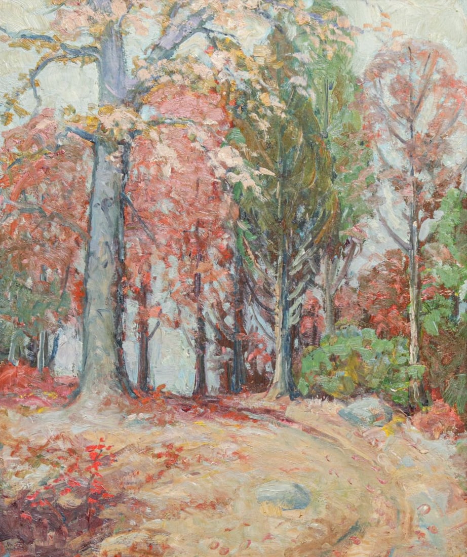 Carl Gustaf Theodore Olson (1875 - 1952) New England Trees in Springtime c1910: Carl Gustaf Theodore Olson (1875 - 1952) New England Trees in Springtime c1910 . Oil painting on board. Came from the Olson Family Estate. Olson was a Swedish American artist active in Massachusetts