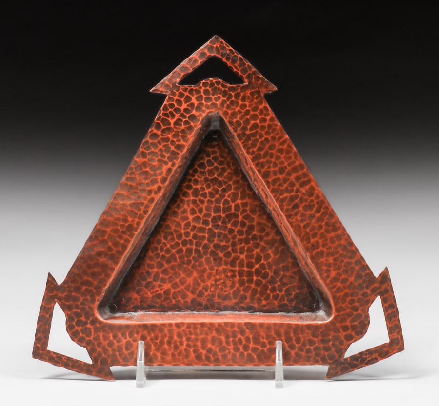 Benedict Studios Hammered Copper Cutout Tray c1910 - 2