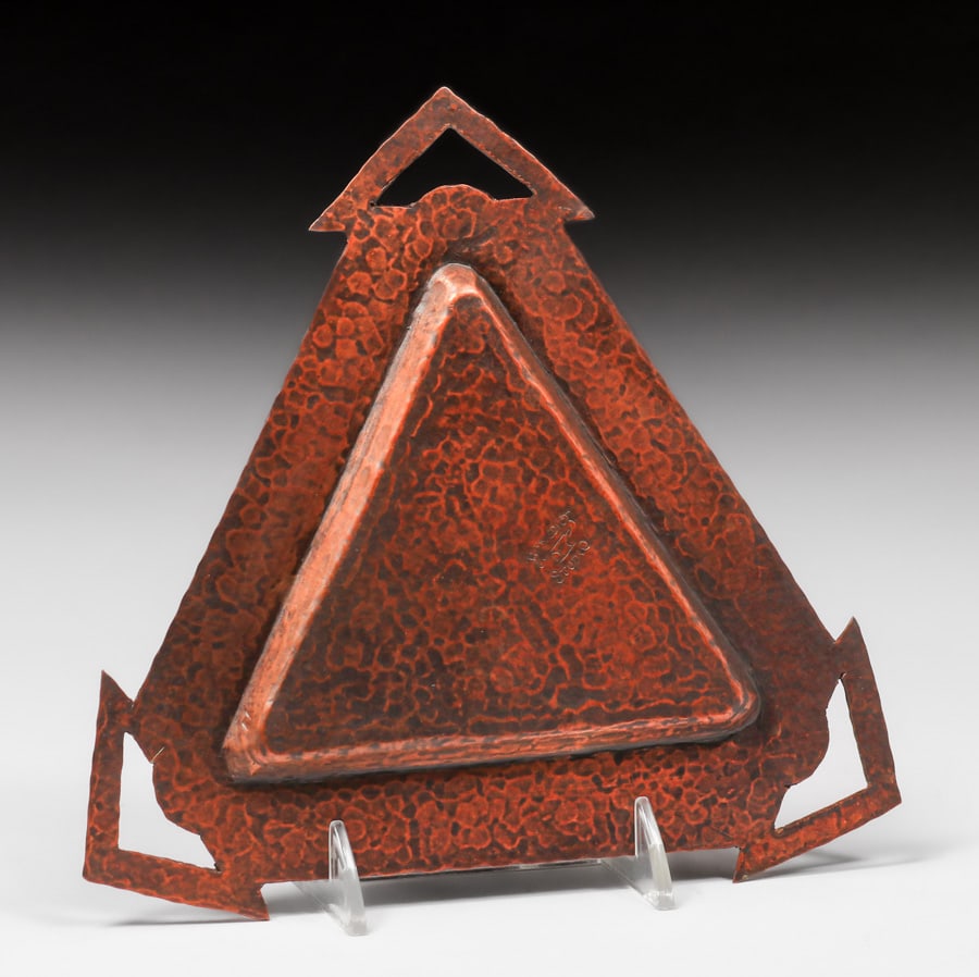 Benedict Studios Hammered Copper Cutout Tray c1910 - 3