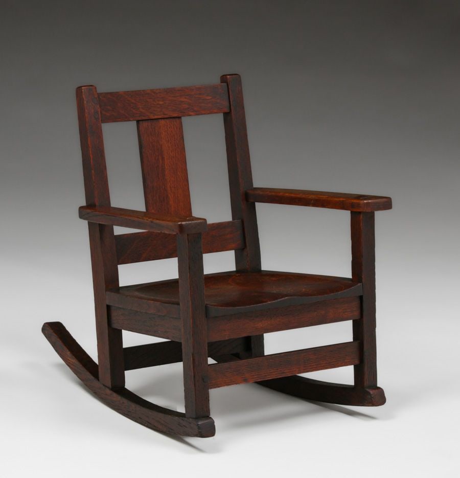 Limbert Childs Rocker c1910: Limbert Childs Rocker c1910. Signed with branded mark. Excellent original finish. 20.5"h x 17"w x 21.5"d FREE NATIONWIDE SHIPPING Free Nationwide Shipping within the lower 48 states for all purchases