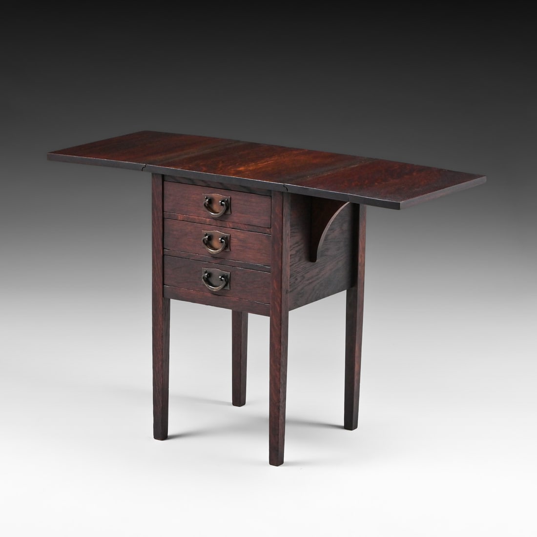 Gustav Stickley Three-Drawer Drop-Leaf Table c1910 - 2
