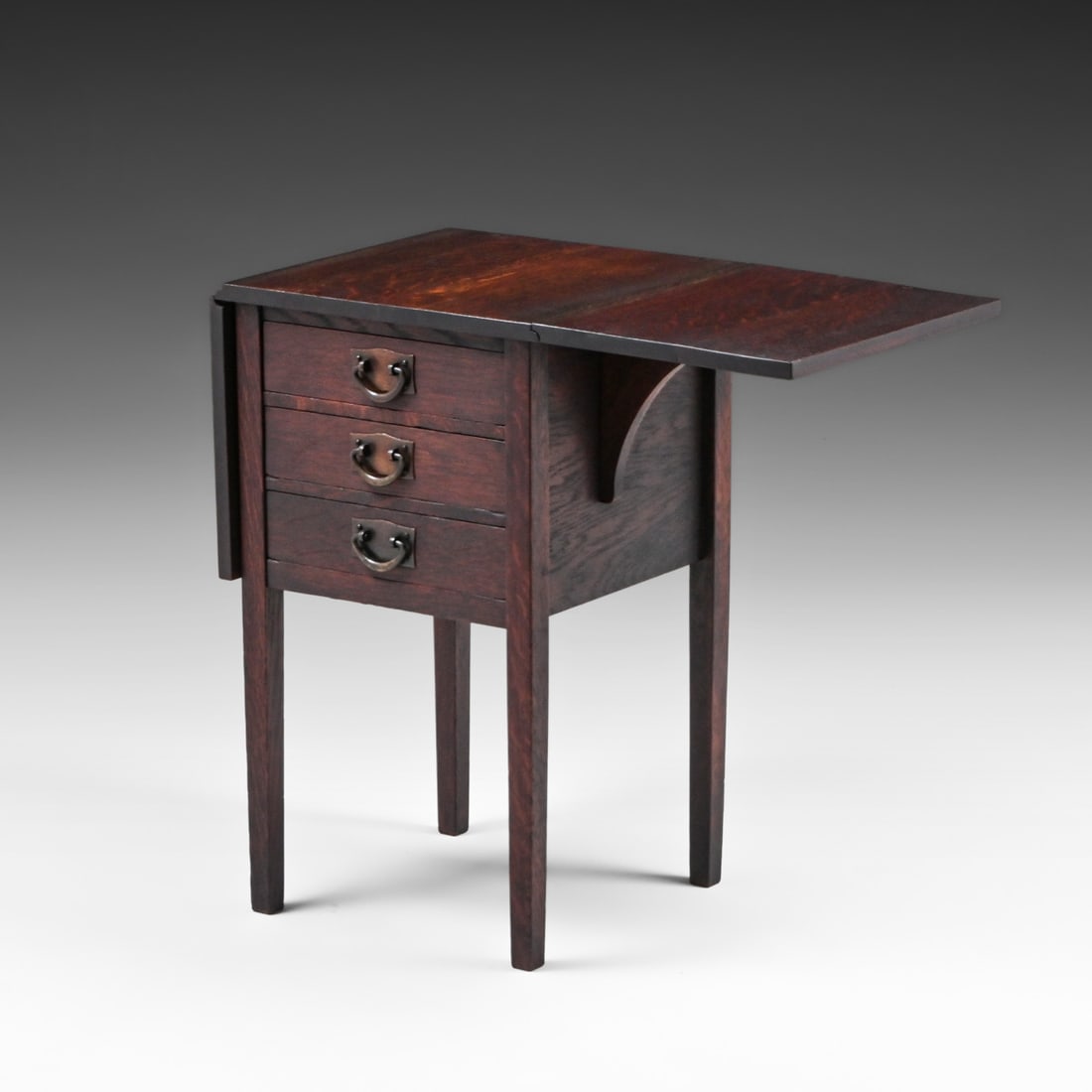 Gustav Stickley Three-Drawer Drop-Leaf Table c1910 - 3