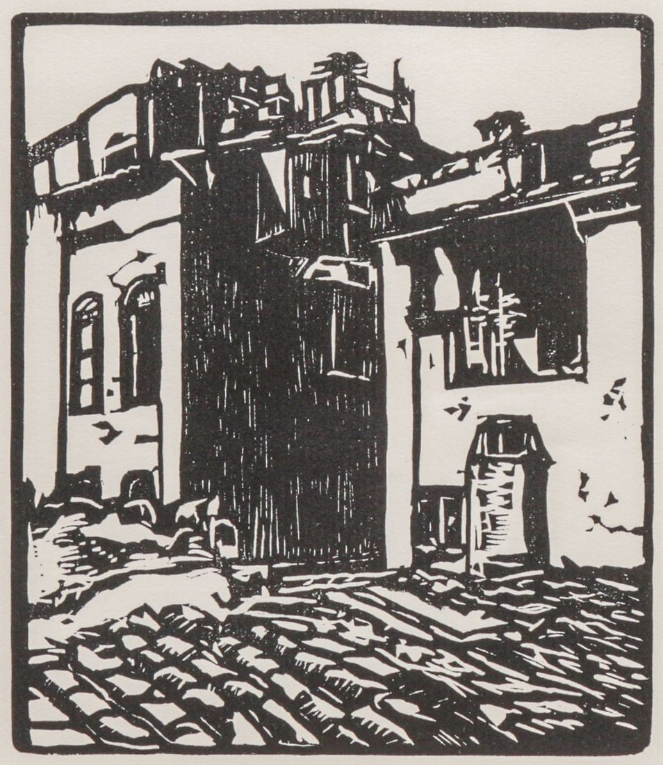 William Seltzer Rice (1873-1963) Linocut "Roman Rooftops" c1913 (1 of 5)