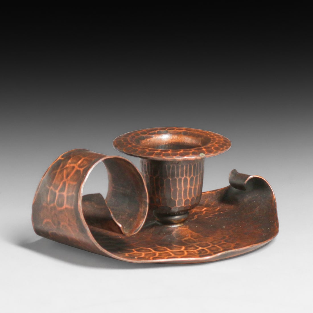 Roycroft Hammered Copper Loop Handle Candlestick c1920s (1 of 5)