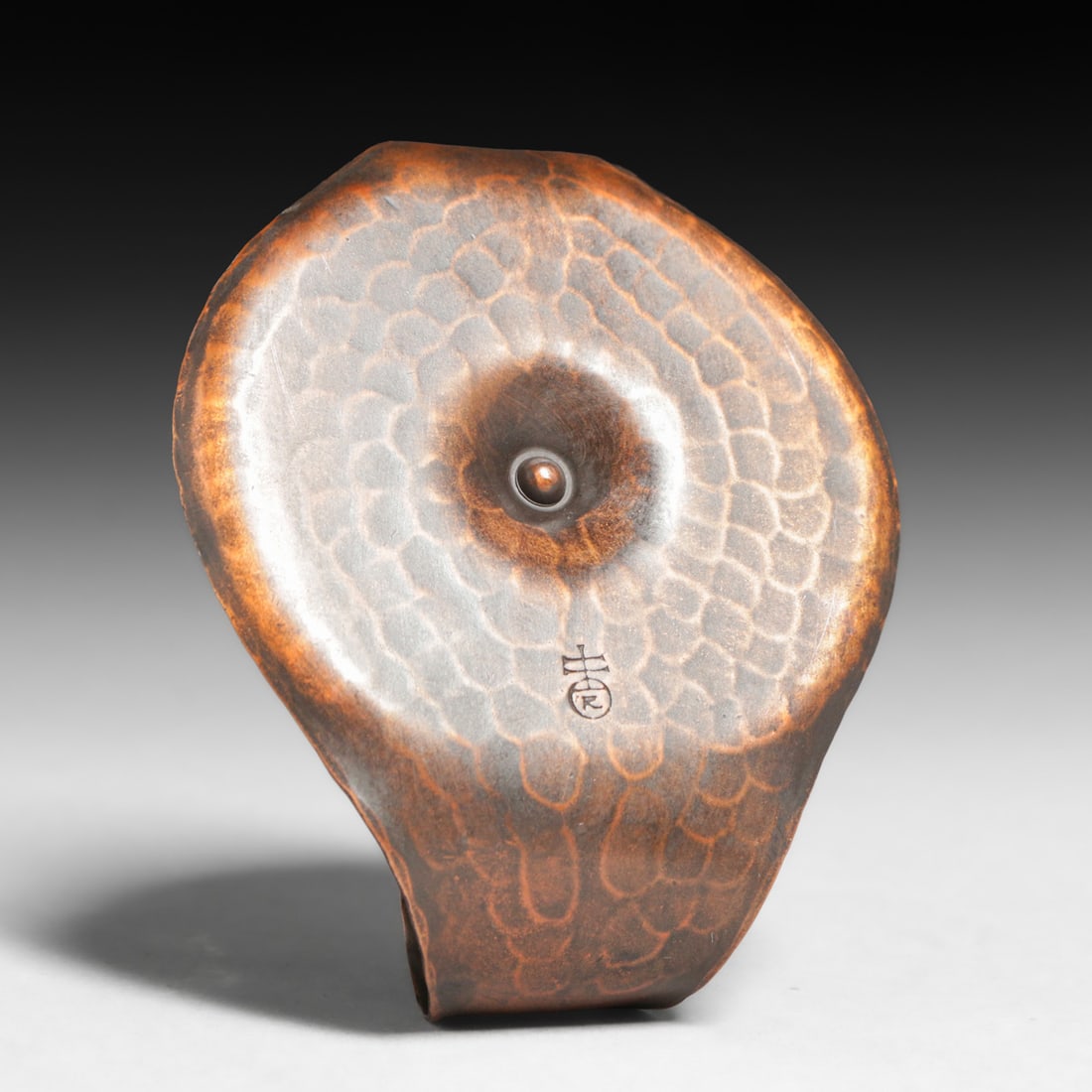 Roycroft Hammered Copper Loop Handle Candlestick c1920s - 5