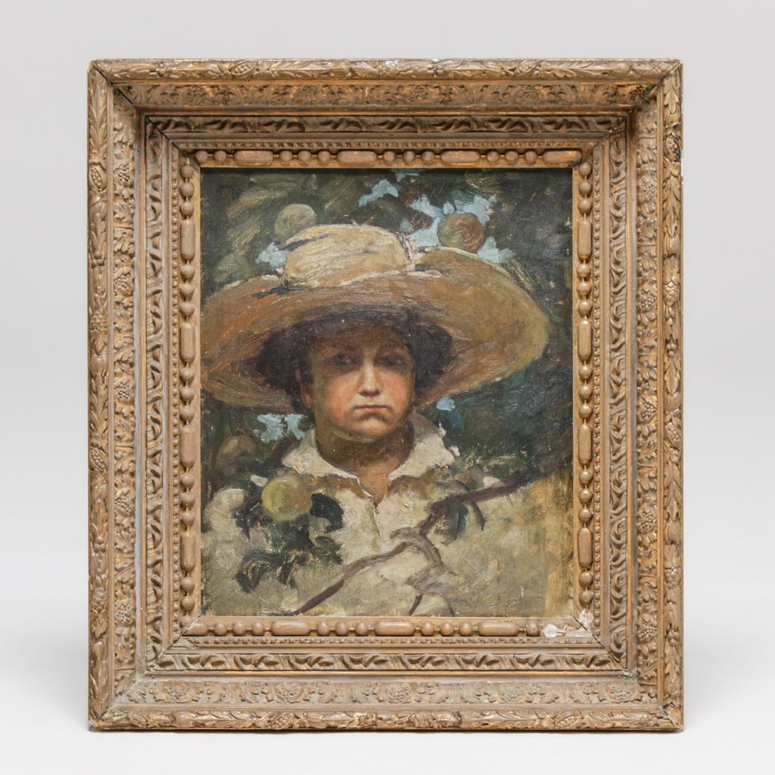 Mary L. Hosmer (1864-1918) California Decorative Portrait Boy & Oranges 1890: Mary L. Hosmer (1864-1918) California Decorative Portrait Boy & Oranges 1890. Appears to be a student of Arthur Mathews. Signed. Excellent condition. FREE NATIONWIDE SHIPPINGFree Nationwide Shipping