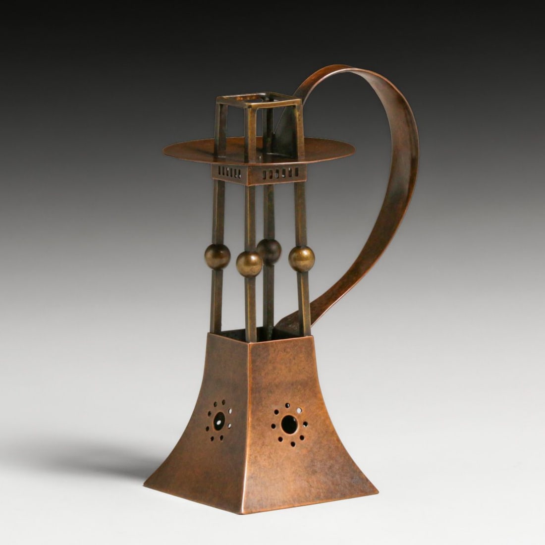 Carl Deffner - German Art Nouveau Copper & Brass Candlestick c1905: Carl Deffner - German Art Nouveau Copper & Brass Candlestick c1905. Signed. Excellent new patina. 6.5"h x 4.5"w x 3"d FREE NATIONWIDE SHIPPINGFree Nationwide Shipping within the lower 48 states for