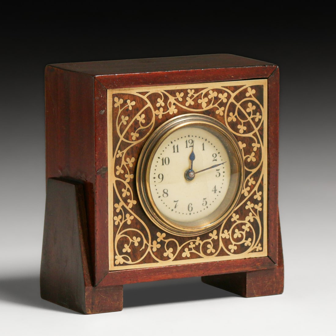 Erhard & Sohne - German Arts & Crafts Secessionist Mahogany & Brass Clock c1905 (1 of 5)